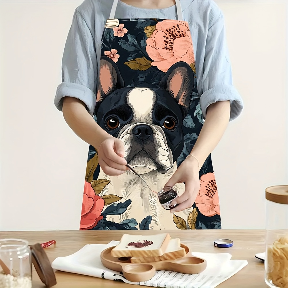Kitchen Baking Gift Ideas - Grembiule Floreale con Motivo Bulldog Francese