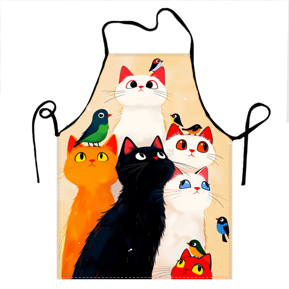 Kitchen Baking Gift Ideas - Grembiule con simpatici gatti e uccelli