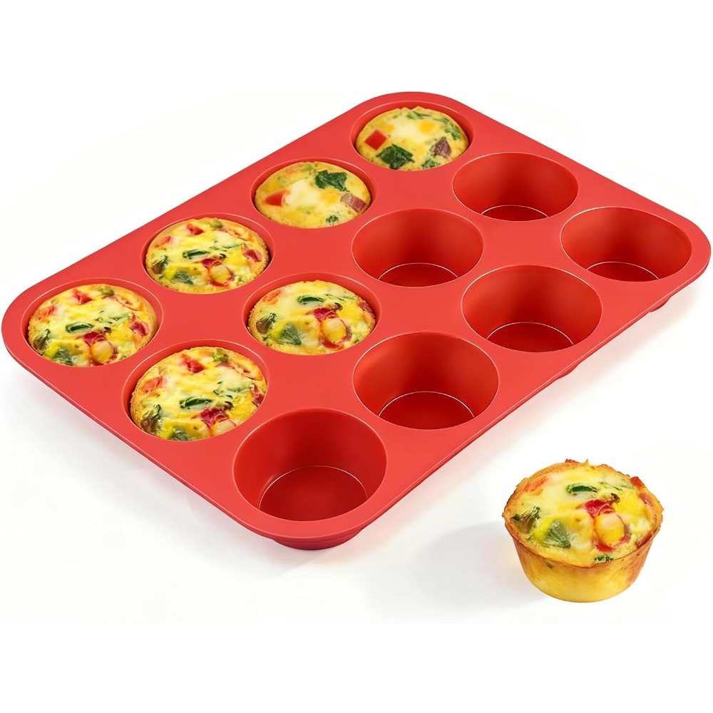 Muffin Tin Nonstick - Stampo in Silicone per 12 Muffin
