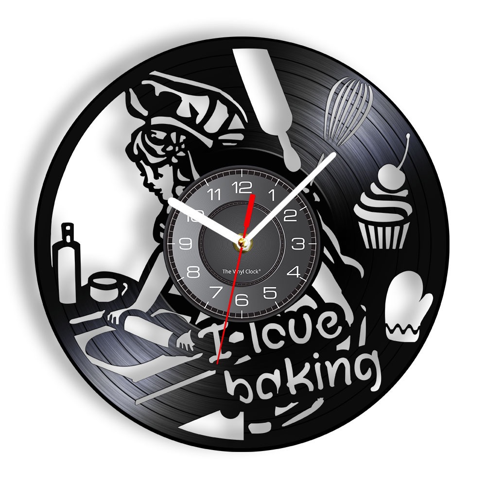 Kitchen And Baking Life - Orologio da Parete in Vinile a